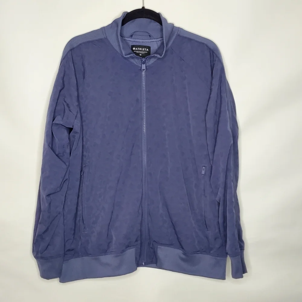 Athleta Plus‎ Size Brooklyn Textured Bomber Jacket 1X Front Zip Stretch Pockets
